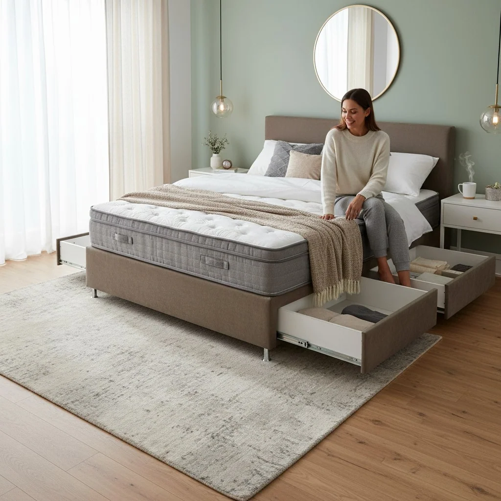 Box Base Para Colchão Casal 138x188 Com Gavetas Kenko Premium