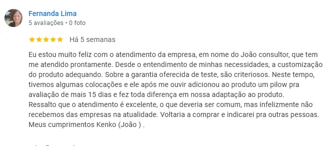 Avaliação de cliente Kenko Premium no Google: Fernanda