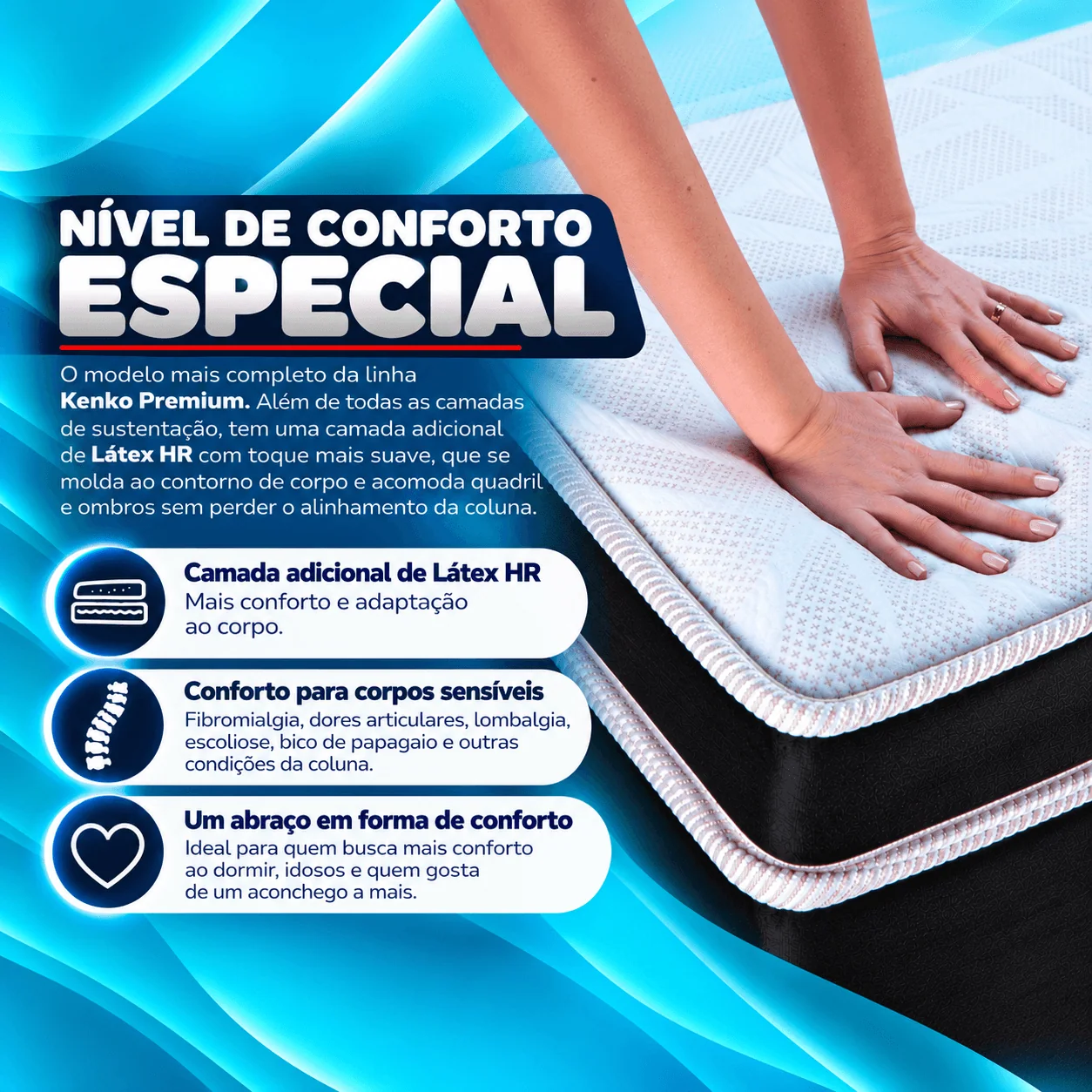 Colchão Magnético King Size Gold Exportação - Conforto Especial Látex HR - Com Massagem Bluetooth - 25cm Original — segunda foto