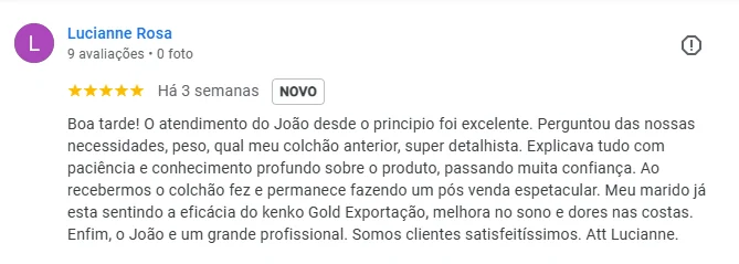 Avaliação de cliente Kenko Premium no Google: Luciane