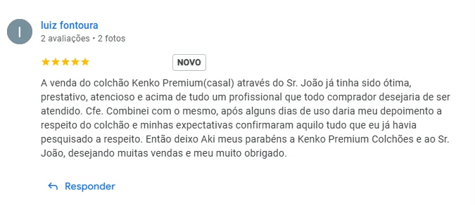 Avaliação de cliente Kenko Premium no Google: Luiz Antonio Fontoura