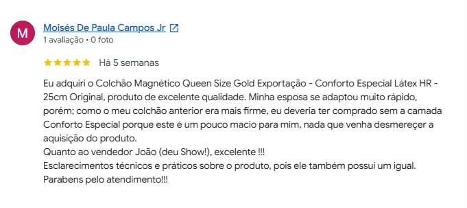 Avaliação de cliente Kenko Premium no Google: Moisés