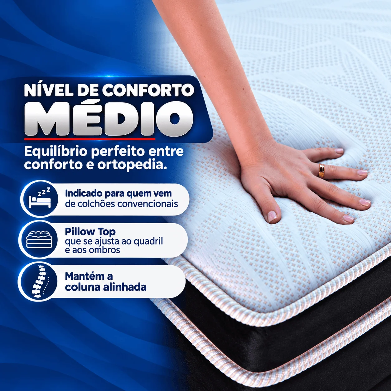Colchão Magnético King Size Plus Pillow Top - Conforto Médio - Com Massagem Bluetooth - 25cm Original — segunda foto