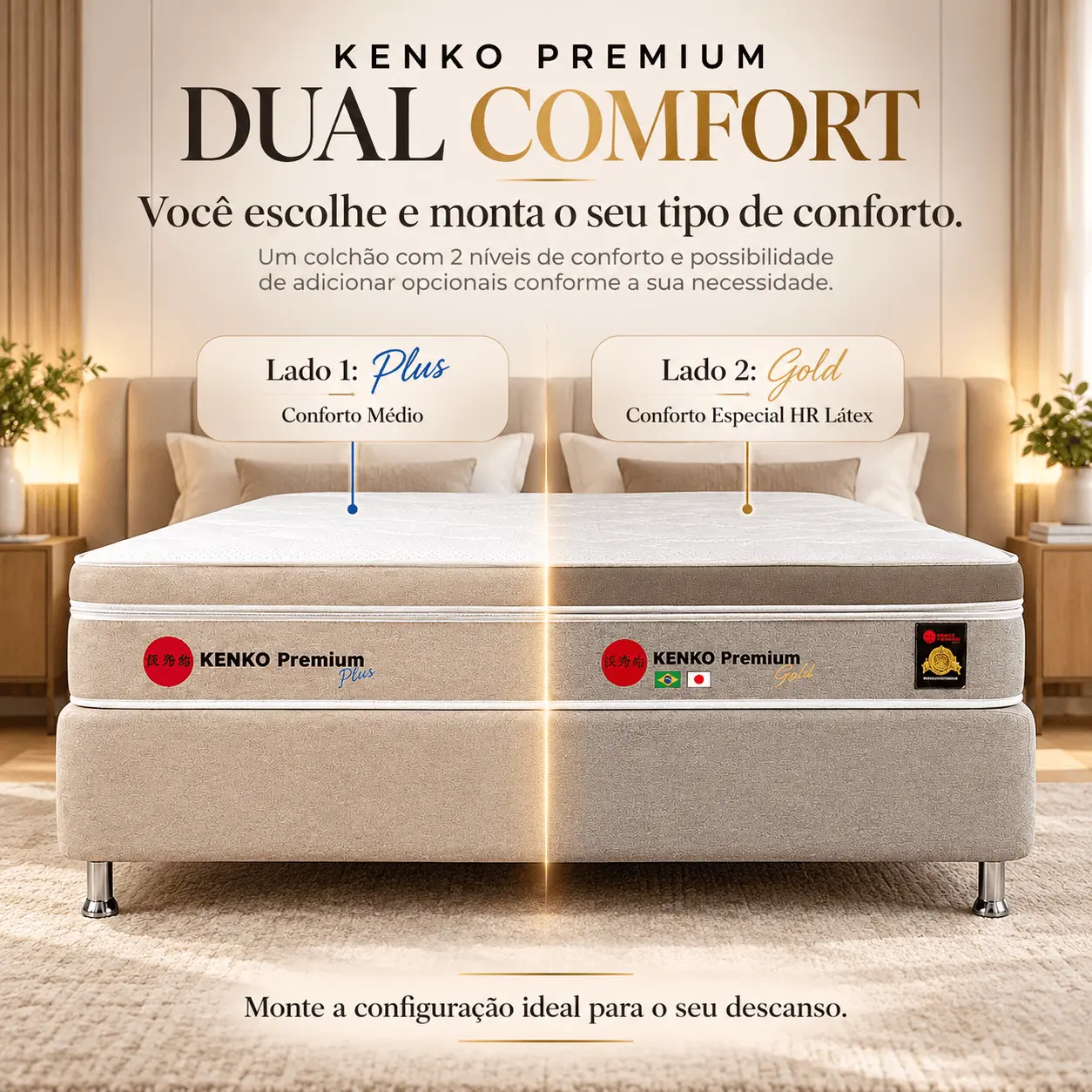 Colchão Magnético King Dual Comfort Kenko Premium – 2 Níveis de Conforto