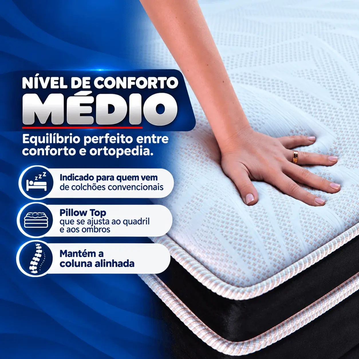 Colchão Magnético King Size Plus Pillow Top - Conforto Médio - Com Massagem Bluetooth - 25cm Original — segunda foto